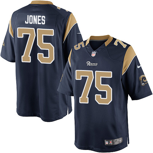 Youth Elite Deacon Jones Nike Jersey Navy Blue Home - #75 NFL Los Angeles Rams